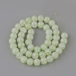 Green Yellow Synthetic Crackle Quartz Beads Strands, Round, Dyed, Green Yellow, 8mm, Hole: 1mm, about 50pcs/strand, 15.7 inch