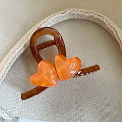 Темно-Оранжевый Пластиковые зажимы когтя волос, сердце, аксессуары для волос для женщин и девочек, темно-оранжевый, 55x80 мм