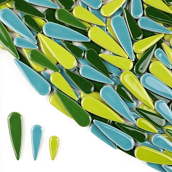 Разноцветный 3 стили фарфоровая мозаичная плитка в форме капли, для поделок из мозаики своими руками, рамки для картин и многое другое, красочный, 21~40x8~12x4 мм, около 100 г / набор
