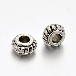 Antique Silver Tibetan Style Alloy Rondelle Spacer Beads, Lead Free & Cadmium Free & Nickel Free, Antique Silver, 4x2mm, Hole: 2mm