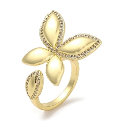 Настоящее золото 18K Кольца-манжеты для пальцев из латуни с микропаве из кубического циркония для женщин, без кадмия и без свинца, долговечный, реальный 18 k позолоченный, 23 мм, внутренний диаметр: 18 мм