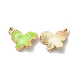 Зелено-Желтый Панданы из сплава эмали, без свинца и без кадмия, золотой свет, очарование бабочки, зеленый желтый, 18x15x3 мм, отверстие : 1.6 мм