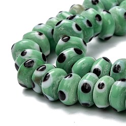 Темный Морско-зеленый Рондель дурной глаз лэмпворк, темно-зеленый, 9~11x5~6 мм, отверстие : 2 мм, около 50 шт / нитка, 11 дюйм