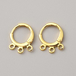 Doré  Accessoires dormeuses d'oreilles en laiton, avec des boucles, or, 14.5x11.5x1.8mm, Trou: 1.6mm, pin: 0.8 mm