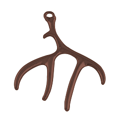 Красная Медь Тибетском стиле сплава рога оленя подвески, без кадмия, без никеля и без свинца, Красная медь, 50x38x2.5 мм, отверстие : 2 мм