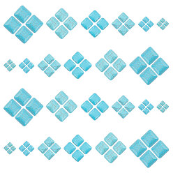 Dark Cyan 120Pcs 6 Style Craft Findings Dyed Synthetic Turquoise Gemstone Flat Back Cabochons, Square, Dark Cyan, 20pcs/style