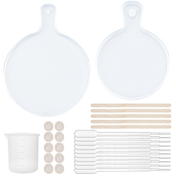 Белый Наборы силиконовых форм своими руками, силиконовые формы для тарелки с круглой ручкой, силиконовая мерная чашка, пластиковые переносные пипетки, одноразовые латексные детские кроватки, березовые деревянные палочки, белые, 28 шт / комплект