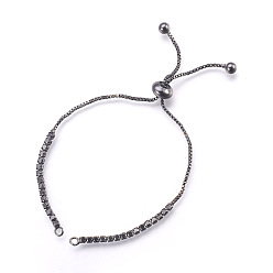 Черный Цвет Металла Изготовление латунных браслетов-слайдеров, с кубического циркония, изготовление браслетов-слайдеров, без свинца и без кадмия, чёрные, металлический черный , 8-5/8 дюйм (22 см), 1~2 мм