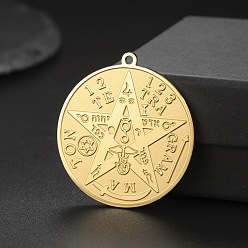 Золотой Регулируемые кольца из нержавеющей стали, украшения для унисекс, плоские круглые со звездой, золотые, 38x35 мм