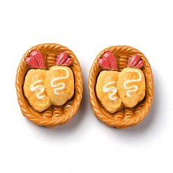 Сэнди Коричневый Тема пончика с жареными чипсами, непрозрачная смола, имитация еды, декодированные кабошоны, песчаный коричневый, 29x21x10.5 мм