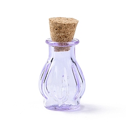 Лиловый Миниатюрные стеклянные бутылки, с пробками, пустые бутылки желаний, для аксессуаров для кукольного домика, изготовление ювелирных изделий, сирень, 25x14 мм