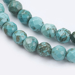 Magnesite Natural Magnesite Beads Strands, Dyed & Heated, Faceted Round, 3mm, Hole: 0.5mm, about 118pcs/strand, 15.3 inch(39cm)