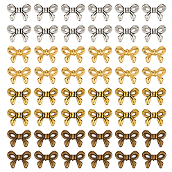 (52) Непрозрачная лаванда 160 шт 4 цвета бусины из сплава тибетского стиля, бантом, разноцветные, 10x14x3 мм, отверстие : 1 мм, 40 шт / цвет