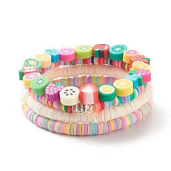 (52) Непрозрачная лаванда 4 шт. 4 набор эластичных браслетов из полимерной глины хейши серфер в стиле ханамаде, фруктовые опрятные браслеты для женщин, разноцветные, внутренний диаметр: 2-1/4 дюйм (5.7 см), 1 шт / стиль