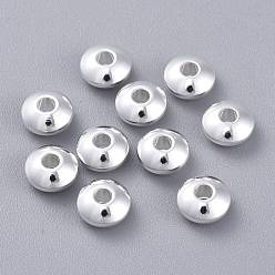 Серебро 201 из нержавеющей стали разделительные бусины, диск, серебряные, 6x3 мм, отверстие : 1.8 мм