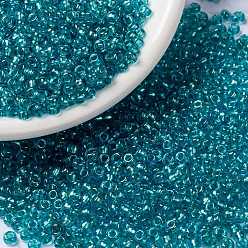 (RR1822) Sparkling Aqua Lined Aqua AB MIYUKI Round Rocailles Beads, Japanese Seed Beads, 8/0, (RR1822) Sparkling Aqua Lined Aqua AB, 8/0, 3mm, Hole: 1mm, about 19000~20500pcs/pound