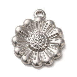 Edelstahl Farbe Anlaufgeschützt 304 Anhänger aus Edelstahl, Blume Reize, Edelstahl Farbe, 21x18x3 mm, Bohrung: 2 mm