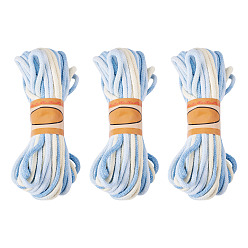 Светло-Синий 3 пучки сегментов окрашенных хлопковых шнуров, макраме шнур, для самостоятельного изготовления подвесных кашпо для растений и украшения стен, голубой, 3 мм, около 10.94 ярдов (10 м) / пачка