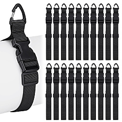 Negro Organizador de cables de extensión ajustables de nailon con clips triangulares., negro, 860x25x1~12.5 mm