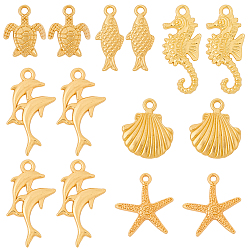 Золотой 60 шт. 6 стили наборы подвесок из сплава в морском стиле, смешанные формы, золотые, 16~28.5x8.5~18.5x1.5~3.5 мм, отверстие : 1.4~1.7 мм, 10 шт / стиль