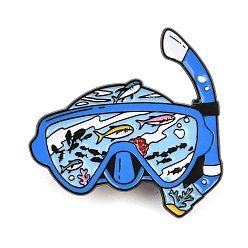 Небесно-голубой Эмалированные броши в виде масок для дайвинга, булавки для лацканов из сплава для одежды рюкзака, чёрные, голубой, 31x31 мм