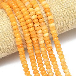 Темно-Оранжевый Натуральный Malaysia нефритовые бусы пряди, окрашенная и подогревом, рондель, темно-оранжевый, 6~6.5x3.8~4.5 мм, отверстие : 0.9~1 мм, около 92~94 шт / нитка, 14.96''~15.35'' (38~39 см)