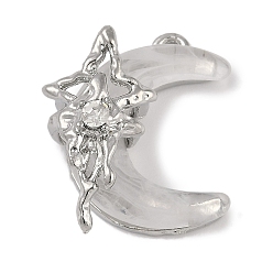 Прозрачный Подвески из платинового сплава со стразами из смолы и стекла, луна, прозрачные, 20.5x19.5x11 мм, отверстие : 1.6 мм