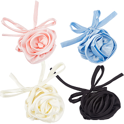 (52) Непрозрачная лаванда 4 шт. 4 цвета 3 атласные ожерелья-чокеры из розовой ткани для женщин, разноцветные, 61.81~64.17 дюйм (157~163 см), 1 шт / цвет