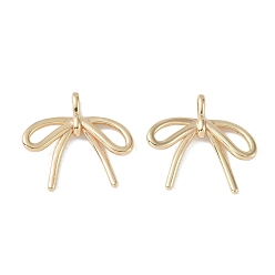 Настоящее золото 18K Латунные подвески, без кадмия, без никеля и без свинца, бантом, реальный 18 k позолоченный, 20.5x22x3 мм, отверстие : 3 мм