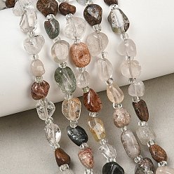 Lodolite Quartz Natural Green Lodolite Quartz/Garden Quartz/Green Phantom Quartz Beads Strands, Nuggets, 6~10x6~8.5x3.5~5.5mm, Hole: 0.8mm, about 43~49pcs/strand, 15.75''(40cm)