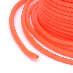 Orange Red Hollow Pipe PVC Tubular Synthetic Rubber Cord, Wrapped Around White Plastic Spool, Orange Red, 2mm, Hole: 1mm, about 54.68 yards(50m)/roll