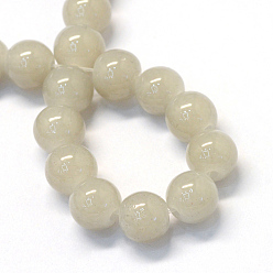 Tan Baking Painted Imitation Jade Glass Round Bead Strands, Tan, 10~10.5mm, Hole: 1.5mm, about 85pcs/strand, 31.4 inch