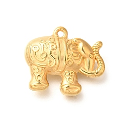 Настоящее золото 18K Ионное покрытие (ip) 304 подвески из нержавеющей стали, очарование слона, реальный 18 k позолоченный, 21.5x25x8.3 мм, отверстие : 2.1 мм