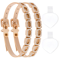 PeachPuff 1 Bag PU Imitation Leather Anti-Loose High-heeled Shoe Laces, Shoe Bands, with Reisn Rhinestone & Alloy Finding, PeachPuff, 290x14x7mm
