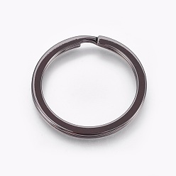 Черный Цвет Металла Сплав разделить брелоки, брелок для ключей, металлический черный , 32~33x2.5 мм, Внутренний диаметр: 26 мм