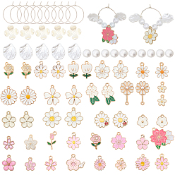 (52) Непрозрачная лаванда Набор для самостоятельного изготовления подвески для бокала вина, включая подвески из сплава, эмали и акрила с имитацией жемчуга., Акриловые бусины, имитация жемчуга , латунные бокалы, разноцветные, 18x11.5x2 мм, отверстие : 1.6 мм