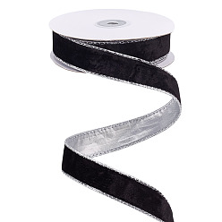 Черный Полиэфирная лента, односторонний велет, чёрные, 1 дюйм (25 мм), около 10.00 ярдов (9.14 м) / рулон