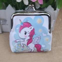 Разноцветный Трапециевидная сумка для куклы из искусственной кожи, с железным каркасом кошелька, принадлежности для американских кукол, рисунок единорога, красочный, 70x90 мм