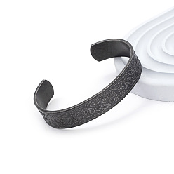 Черный Браслеты-манжеты из нержавеющей стали викинг для женщин и мужчин, древо жизни, чёрные, внутренний диаметр: 304 дюйм (2.76 см)