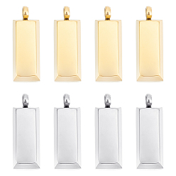 Золотой & Цвет Нержавеющей Стали 8 шт. 2 цвета 304 подвески из нержавеющей стали, кубоид, золотые и нержавеющая сталь цвет, 19x6.5x4.5 мм, отверстие : 2 мм, 4 шт / цвет