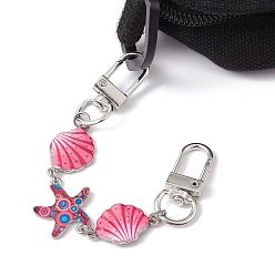 Pale Violet Red Ocean Theme Alloy Enamel Link Purse Strap Extenders, Shell & Starfish Purse Extension Chains with Swivel Clasp, Pale Violet Red, 14.2cm