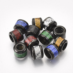 (52) Непрозрачная лаванда 304 из нержавеющей стали бусы, с волокном, бусины с большим отверстием, колонна с рисунком плетения корзин, цвет нержавеющей стали, разноцветные, 10x8 мм, отверстие : 6 мм