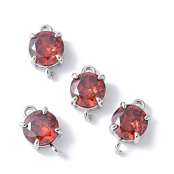 Круглые Шармы-соединители из латуни с паве из кубического циркония, стойки покрытие, долговечный, без кадмия и без свинца, платина, круглые, 10.5x6x3.5 мм, отверстие 1: 1 мм, отверстие 2: 1.2 мм