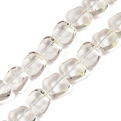 Светло-желтый Стеклянные бусины с гальваническим покрытием , гальваническое покрытие, квадратный, светло-желтый, 10.5x10.5~11x6.5 мм, отверстие : 1 мм, около 59~60 шт / нитка, 25.12~25.59 дюйм (63.8~65 см)