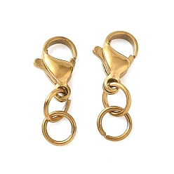 Настоящее золото 18K 304 нержавеющая сталь застежка когтя омара, с прыжковых колец, ионное покрытие (ip), реальный 18 k позолоченный, 19 мм