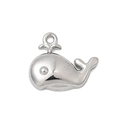 Whale Тема морских организмов 304 подвески из нержавеющей стали, цвет нержавеющей стали, кит, 12x13.5x3 мм, отверстие : 1.2 мм