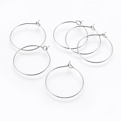 Stainless Steel Color 316 Surgical Stainless Steel Hoop Earring Findings, Wine Glass Charms Findings, Stainless Steel Color, 20 Gauge, 29.9x24.5x0.8mm