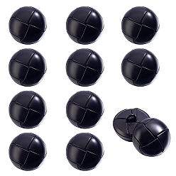 Black 12Pcs Cowhide Shank Buttons, Half Round, 1-Hole, Black, 20.5x15.5mm, Hole: 3x2.5mm