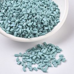 (HTL412FR) Matte Opaque Turquoise Green AB MIYUKI Half TILA Beads, Japanese Seed Beads, 2 Hole, (HTL412FR) Matte Opaque Turquoise Green AB, 5x2.3x1.9mm, Hole: 0.8mm, about 12500pcs/500g