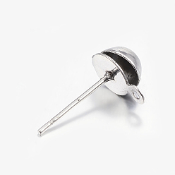 Stainless Steel Color Tarnish Resistant 304 Stainless Steel Stud Earring Findings , Stainless Steel Color, 9x6x5mm, Pin: 0.8mm